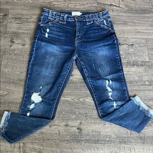 Bohme Dark Blue Distressed Ankle Jeans